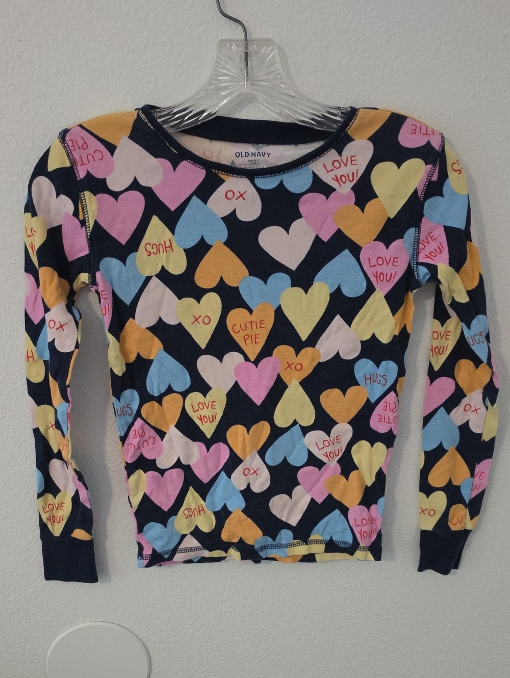 Old Navy Girls' Navy Heart Print Long-Sleeve Shirt Size 10